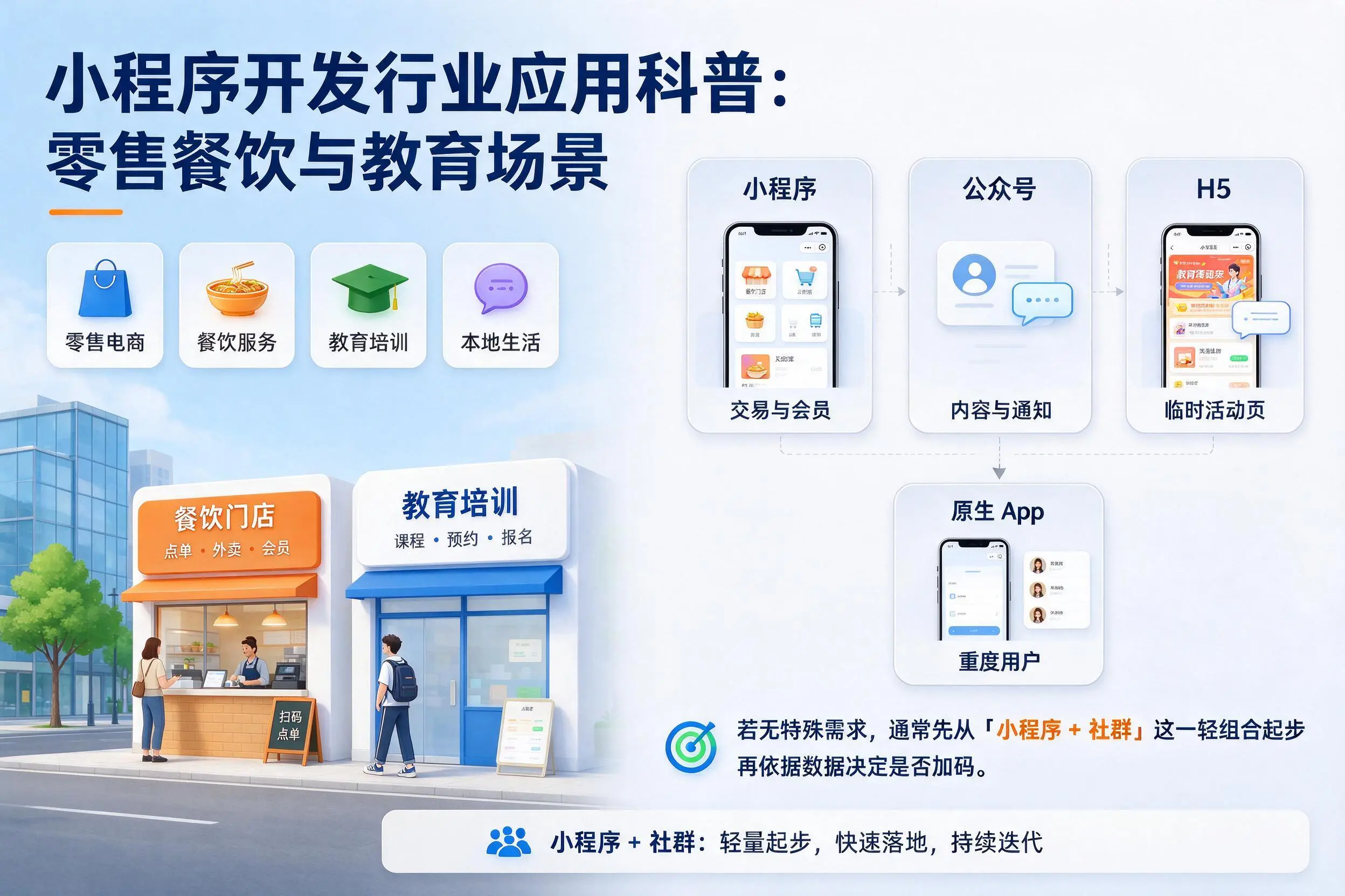 安康小程序开发行业应用科普:零售餐饮与教育场景